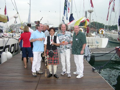 The band with Yvonne Tan of MacLion Pipe Band
